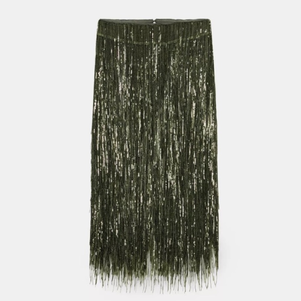 Zara LIMITED EDITION FRINGED SEQUIN ZW COLLECTION SKIRT - Picture 11 of 14